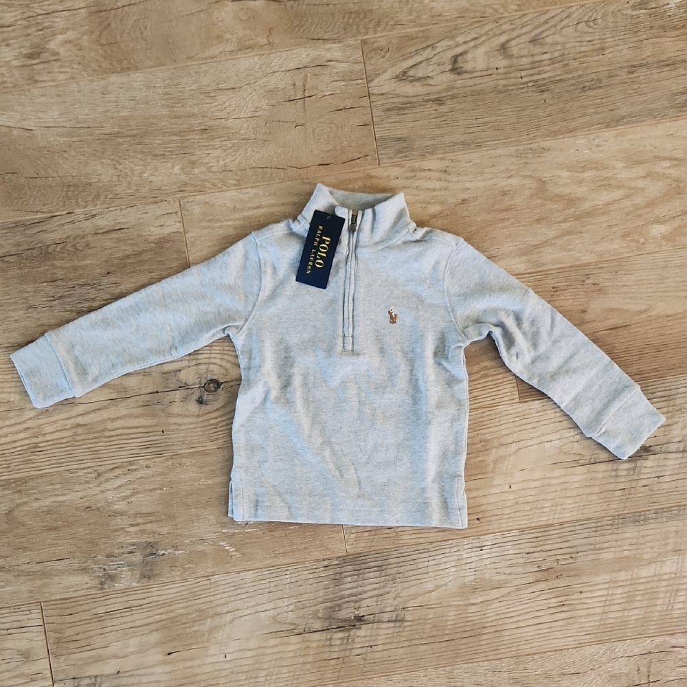 Polo by Ralph Lauren Kids Light Gray Quarter-Zip Sweater